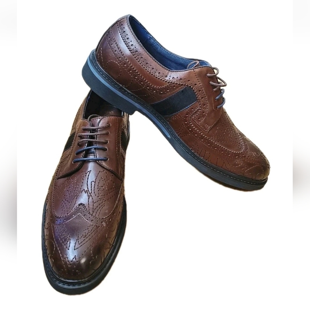 Robert Graham Oxford Wingtip Dress Shoes Men Sz 11 Brown Leather Lace Up RJ5310C